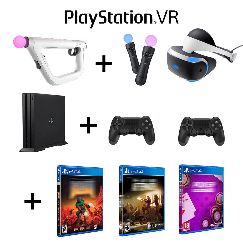 inchiriere console Playstation 4 kit VR plus 2 controllere si 2 move controllere si aim controller